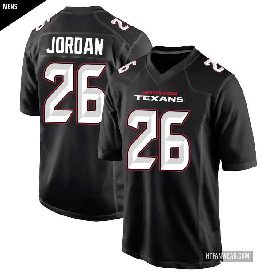 Men's Houston Texans ＃26 Jawhar Jordan Black Game Carbon Fashion Jersey