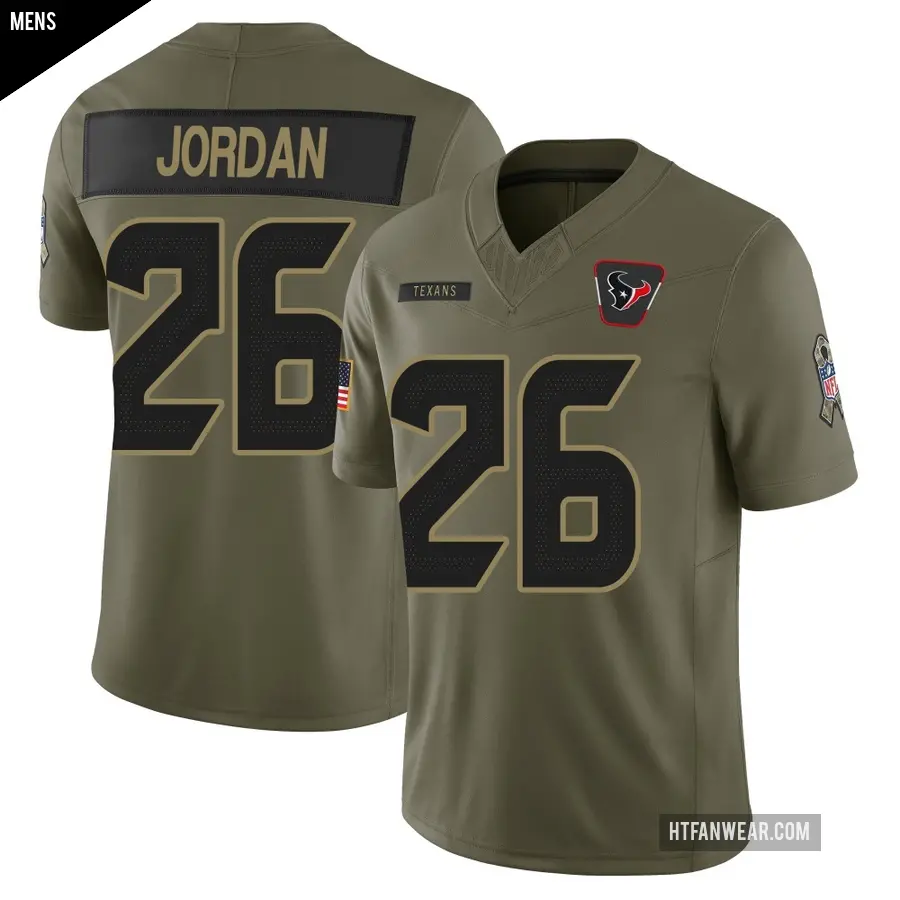 Men's Houston Texans ＃26 Jawhar Jordan Olive Limited 2025 Salute to Service Jersey