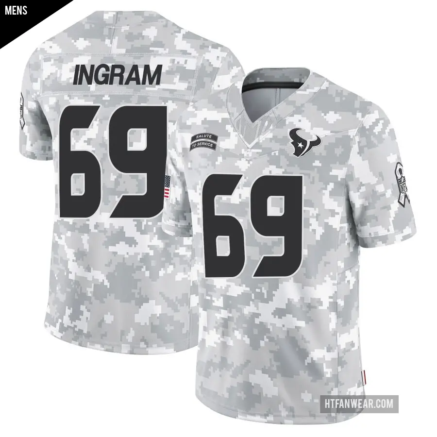 Men's Houston Texans ＃69 Ed Ingram Arctic Camo Limited 2024 Salute to Service Jersey