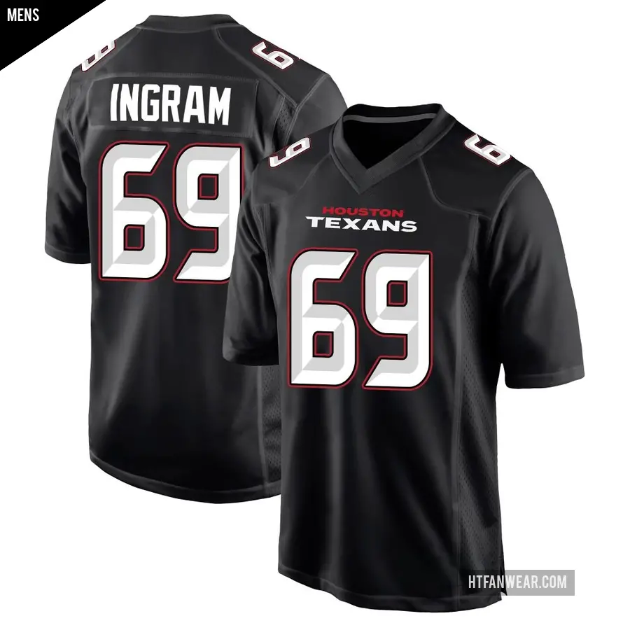 Men's Houston Texans ＃69 Ed Ingram Black Game Carbon Fashion Jersey