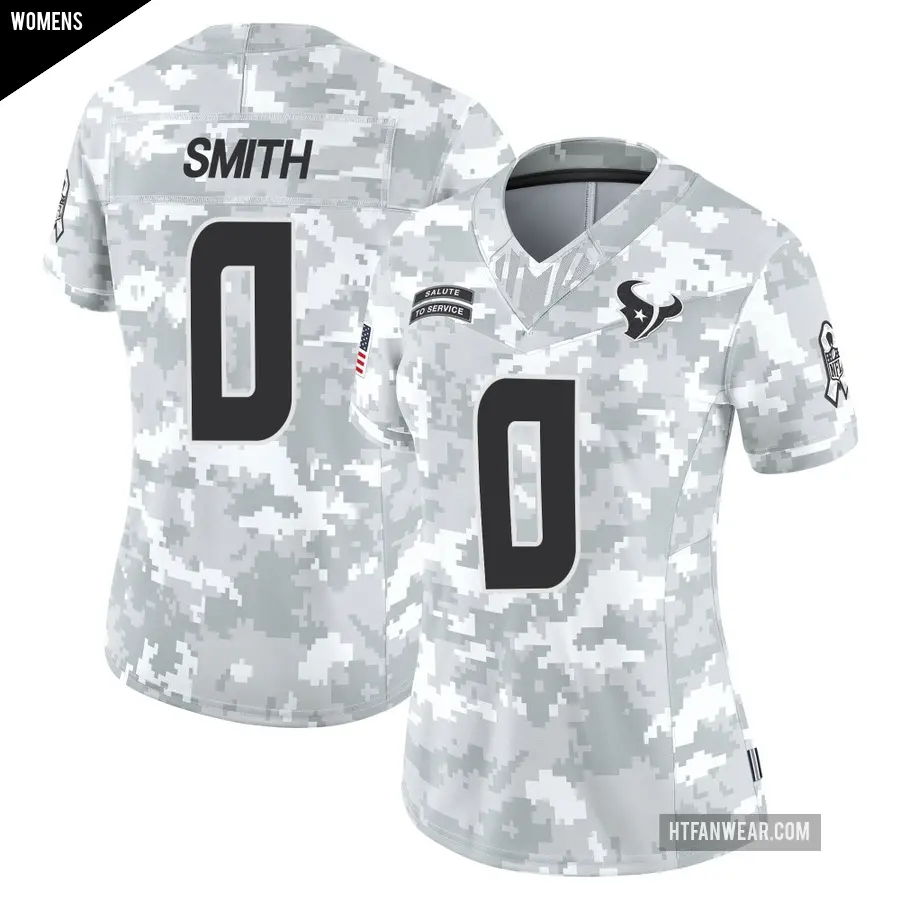 Women's Houston Texans ＃0 Braden Smith Arctic Camo Limited 2024 Salute to Service Jersey