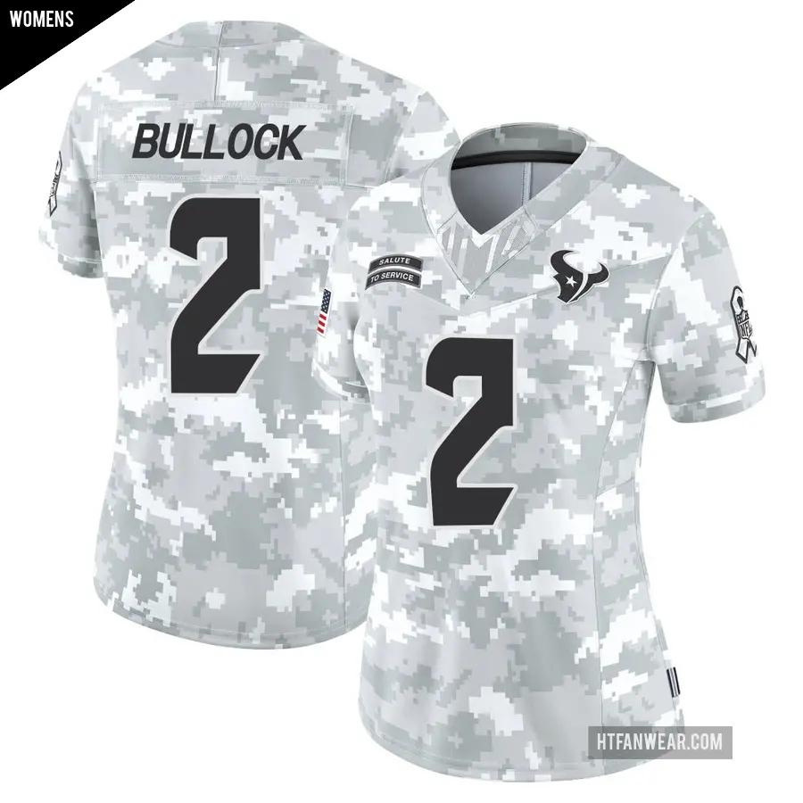 Women's Houston Texans ＃2 Calen Bullock Arctic Camo Limited 2024 Salute to Service Jersey