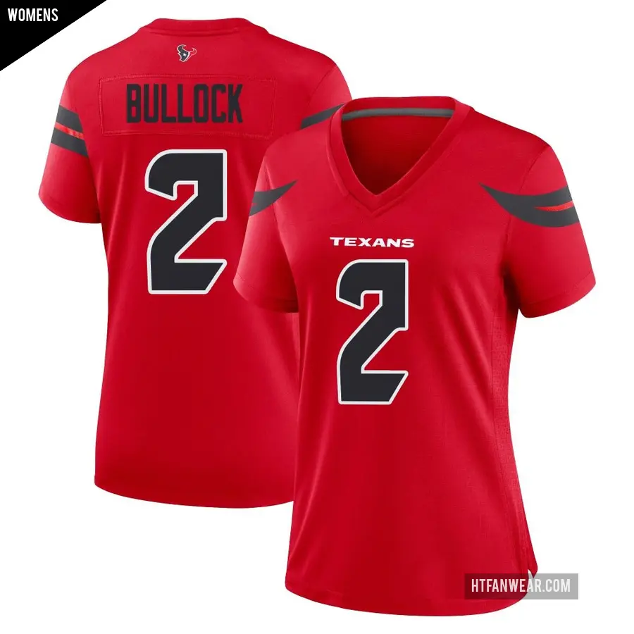 Women's Houston Texans ＃2 Calen Bullock Red Game Alternate Jersey