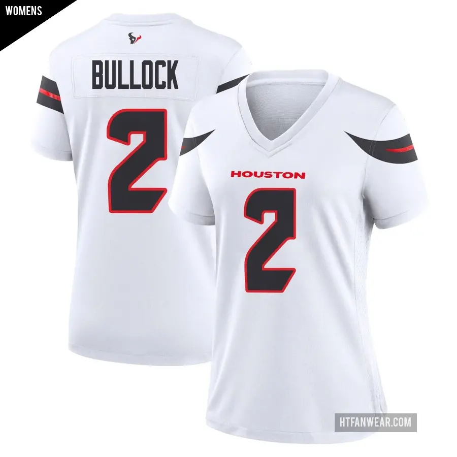 Women's Houston Texans ＃2 Calen Bullock White Game Jersey