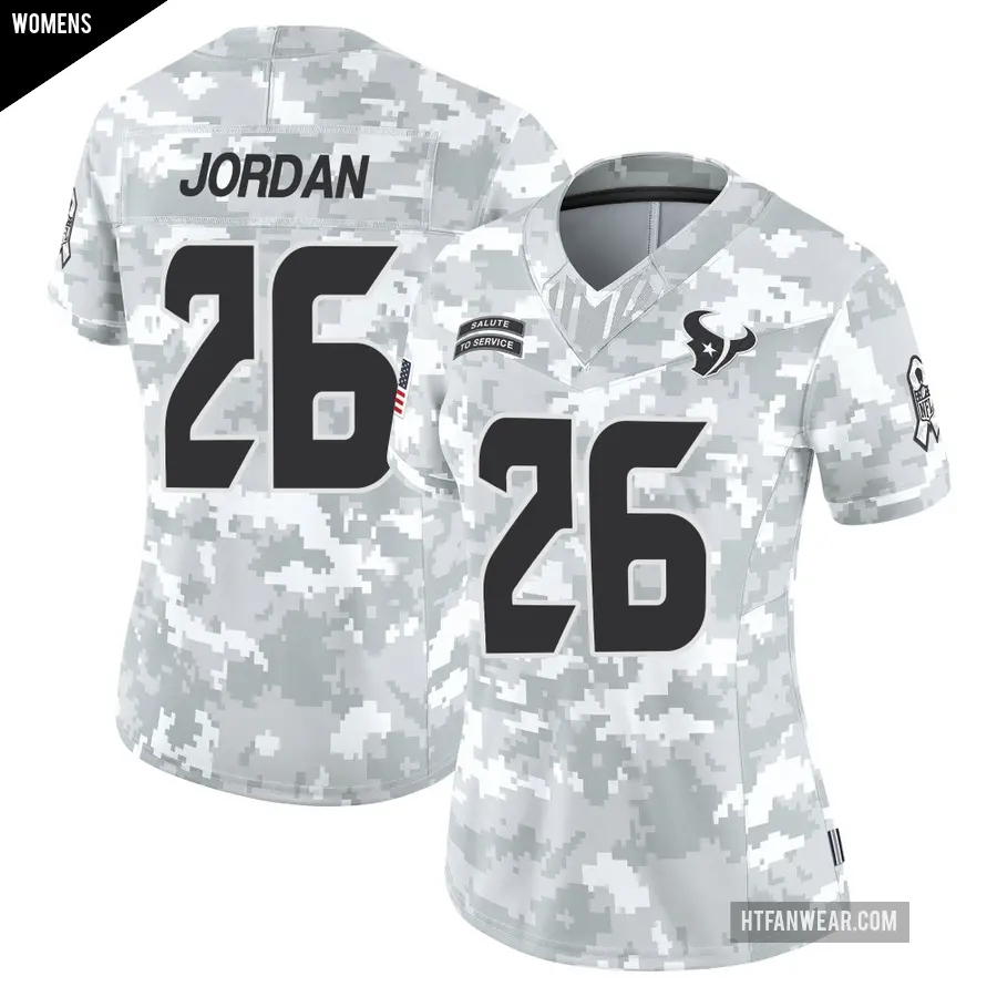 Women's Houston Texans ＃26 Jawhar Jordan Arctic Camo Limited 2024 Salute to Service Jersey