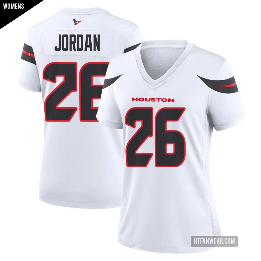 Women's Houston Texans ＃26 Jawhar Jordan White Game Jersey