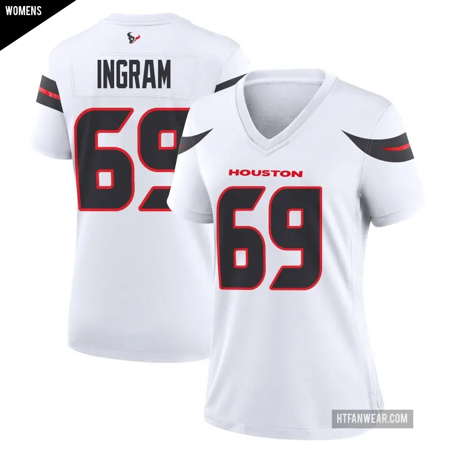 Women's Houston Texans ＃69 Ed Ingram White Game Jersey