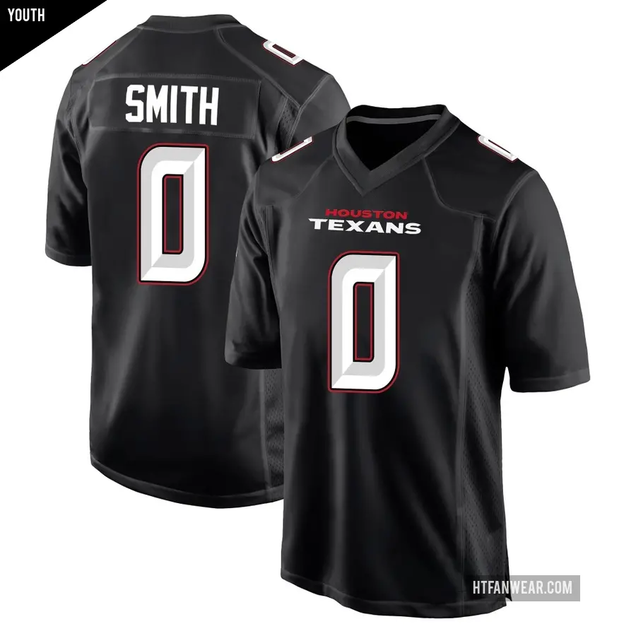 Youth Houston Texans ＃0 Braden Smith Black Game Carbon Fashion Jersey