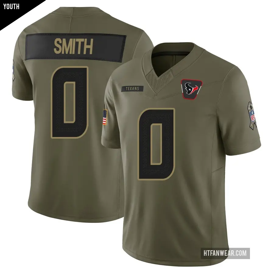 Youth Houston Texans ＃0 Braden Smith Olive Limited 2025 Salute to Service Jersey