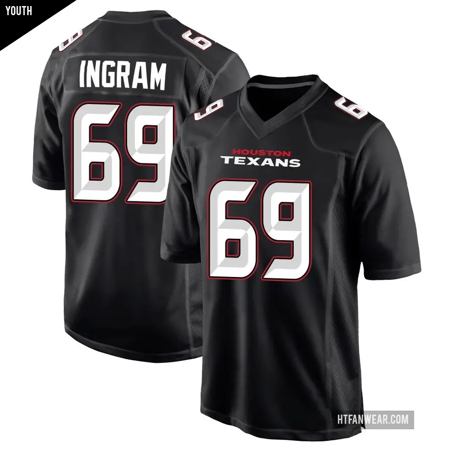 Youth Houston Texans ＃69 Ed Ingram Black Game Carbon Fashion Jersey